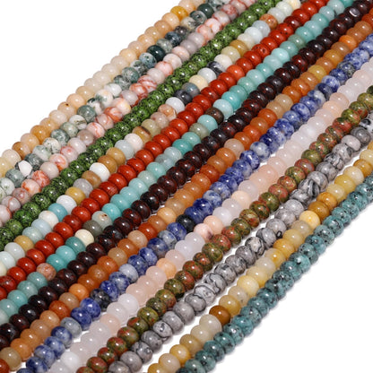 5x8mm Natural Green Lemon Jade Stone Rondelle Beads, 75PCS Spacer Round Loose Abacus Beads for Jewelry Making, Gemstone for Bracelet Necklace Earrings, Arts and Crafts