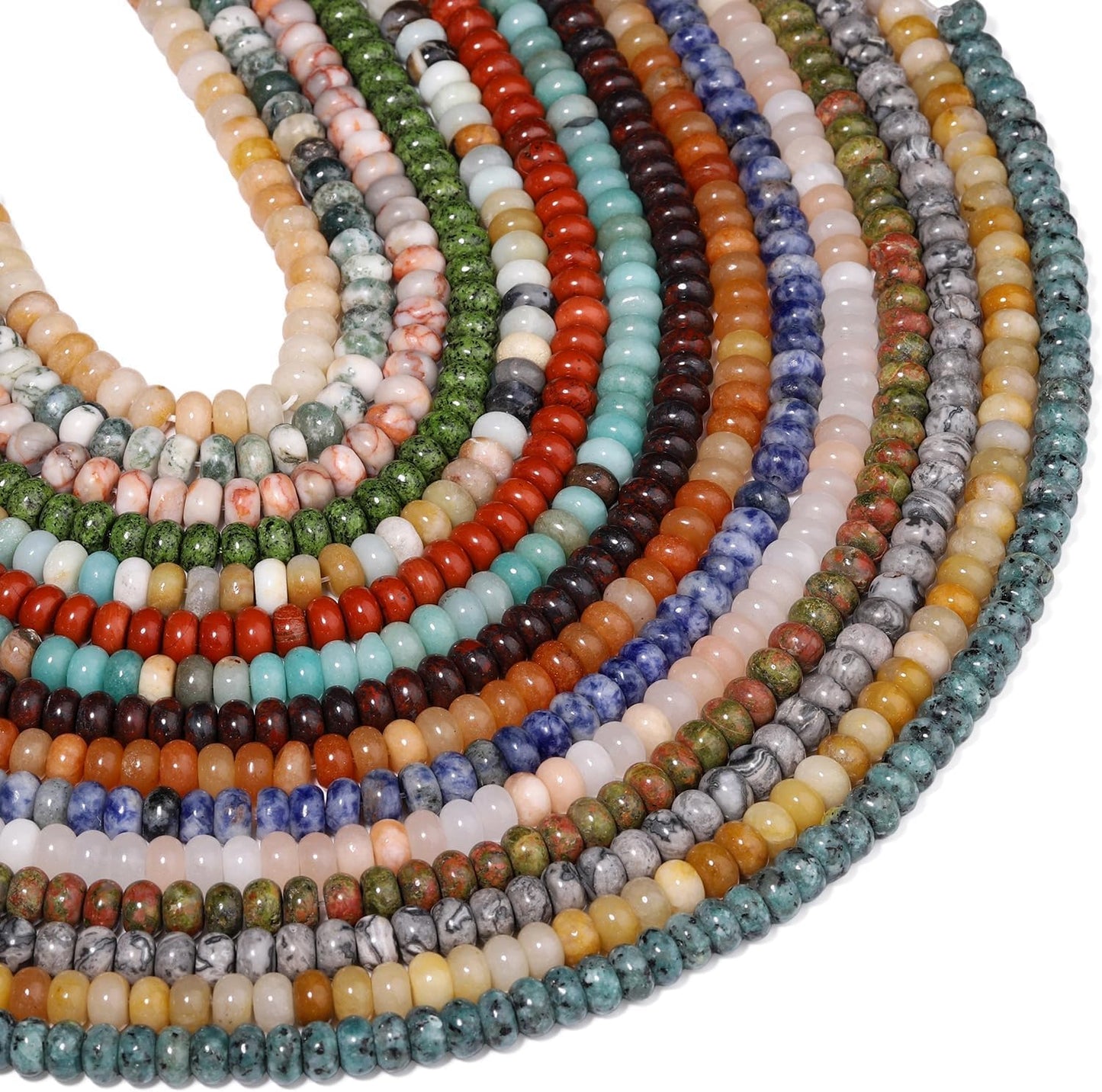 5x8mm Natural Green Lemon Jade Stone Rondelle Beads, 75PCS Spacer Round Loose Abacus Beads for Jewelry Making, Gemstone for Bracelet Necklace Earrings, Arts and Crafts