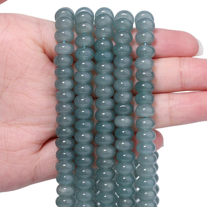 5x8mm Natural Green Lemon Jade Stone Rondelle Beads, 75PCS Spacer Round Loose Abacus Beads for Jewelry Making, Gemstone for Bracelet Necklace Earrings, Arts and Crafts