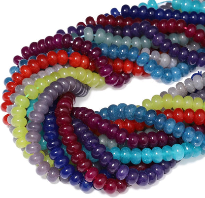 5x8mm Natural Green Lemon Jade Stone Rondelle Beads, 75PCS Spacer Round Loose Abacus Beads for Jewelry Making, Gemstone for Bracelet Necklace Earrings, Arts and Crafts