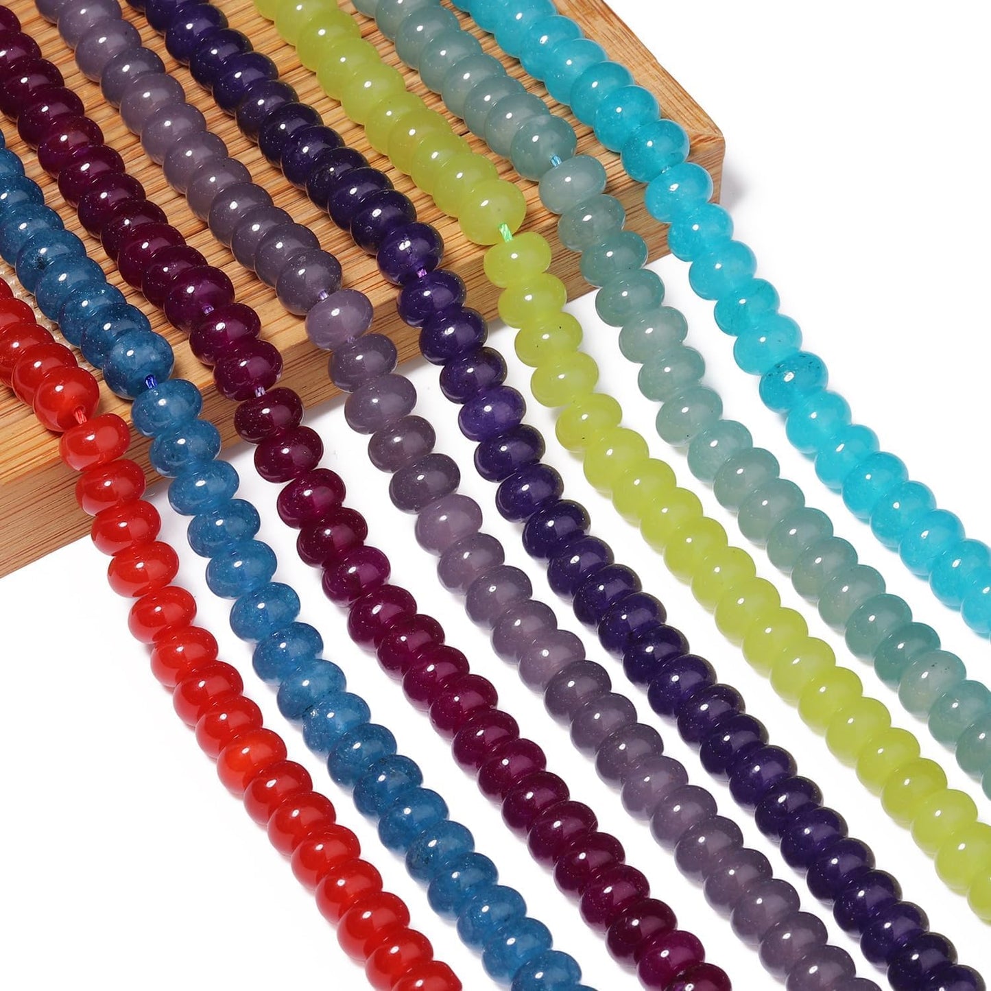 5x8mm Natural Green Lemon Jade Stone Rondelle Beads, 75PCS Spacer Round Loose Abacus Beads for Jewelry Making, Gemstone for Bracelet Necklace Earrings, Arts and Crafts