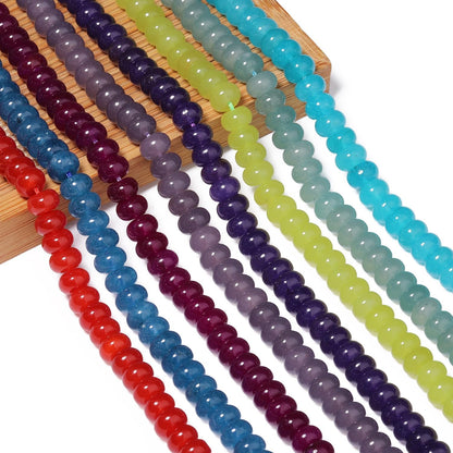 5x8mm Natural Green Lemon Jade Stone Rondelle Beads, 75PCS Spacer Round Loose Abacus Beads for Jewelry Making, Gemstone for Bracelet Necklace Earrings, Arts and Crafts
