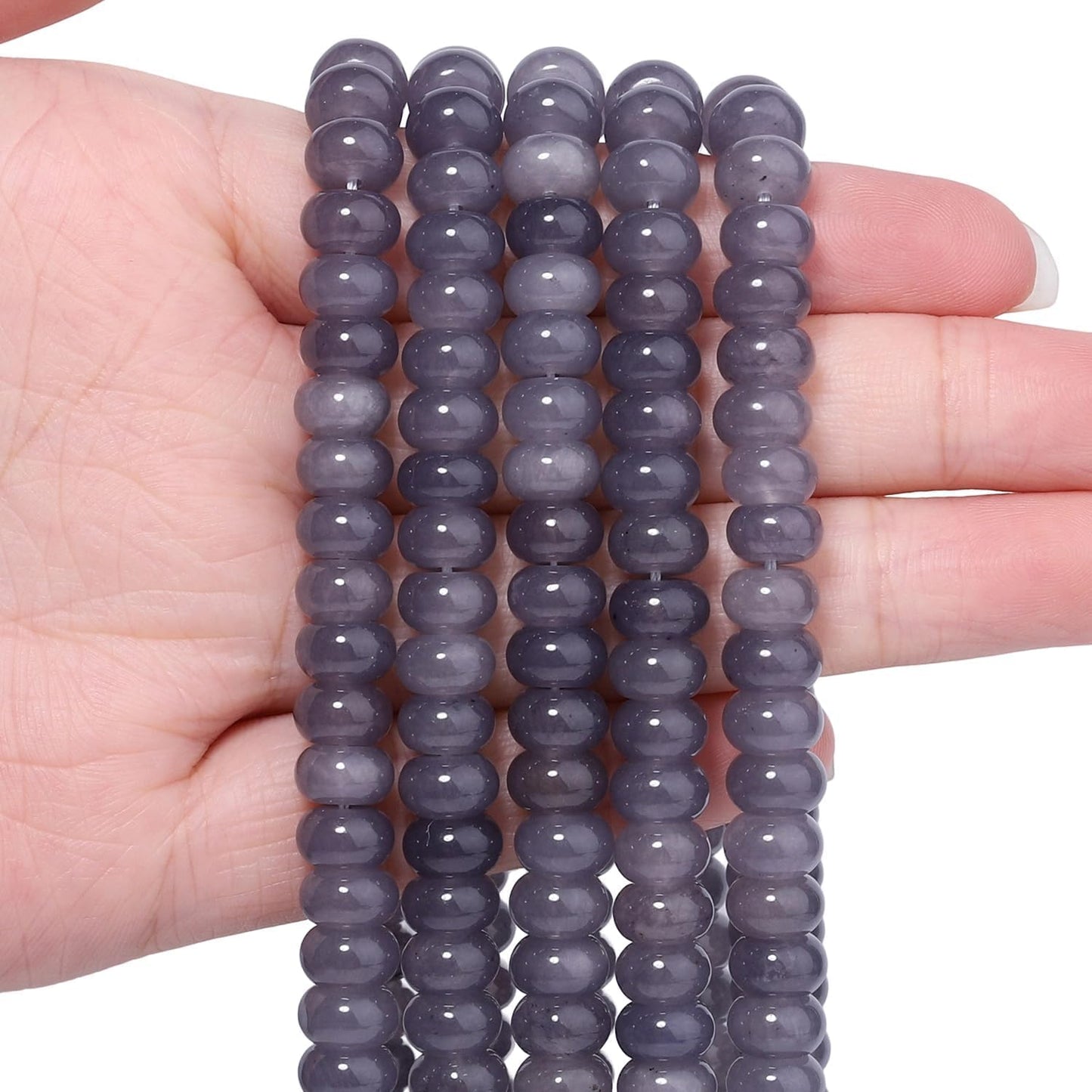 5x8mm Natural Green Lemon Jade Stone Rondelle Beads, 75PCS Spacer Round Loose Abacus Beads for Jewelry Making, Gemstone for Bracelet Necklace Earrings, Arts and Crafts