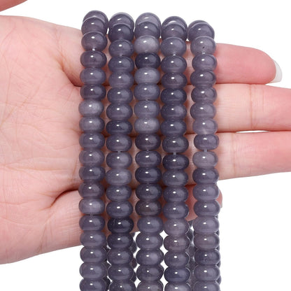 5x8mm Natural Green Lemon Jade Stone Rondelle Beads, 75PCS Spacer Round Loose Abacus Beads for Jewelry Making, Gemstone for Bracelet Necklace Earrings, Arts and Crafts