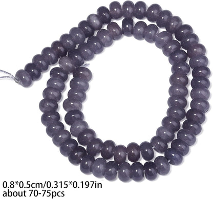 5x8mm Natural Green Lemon Jade Stone Rondelle Beads, 75PCS Spacer Round Loose Abacus Beads for Jewelry Making, Gemstone for Bracelet Necklace Earrings, Arts and Crafts