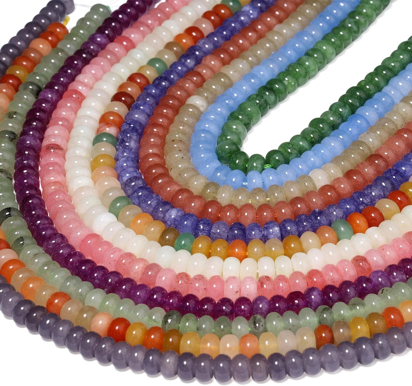 5x8mm Natural Green Lemon Jade Stone Rondelle Beads, 75PCS Spacer Round Loose Abacus Beads for Jewelry Making, Gemstone for Bracelet Necklace Earrings, Arts and Crafts
