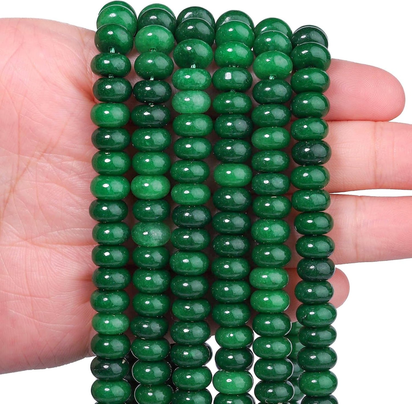 5x8mm Natural Green Lemon Jade Stone Rondelle Beads, 75PCS Spacer Round Loose Abacus Beads for Jewelry Making, Gemstone for Bracelet Necklace Earrings, Arts and Crafts
