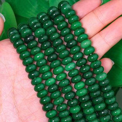 5x8mm Natural Green Lemon Jade Stone Rondelle Beads, 75PCS Spacer Round Loose Abacus Beads for Jewelry Making, Gemstone for Bracelet Necklace Earrings, Arts and Crafts