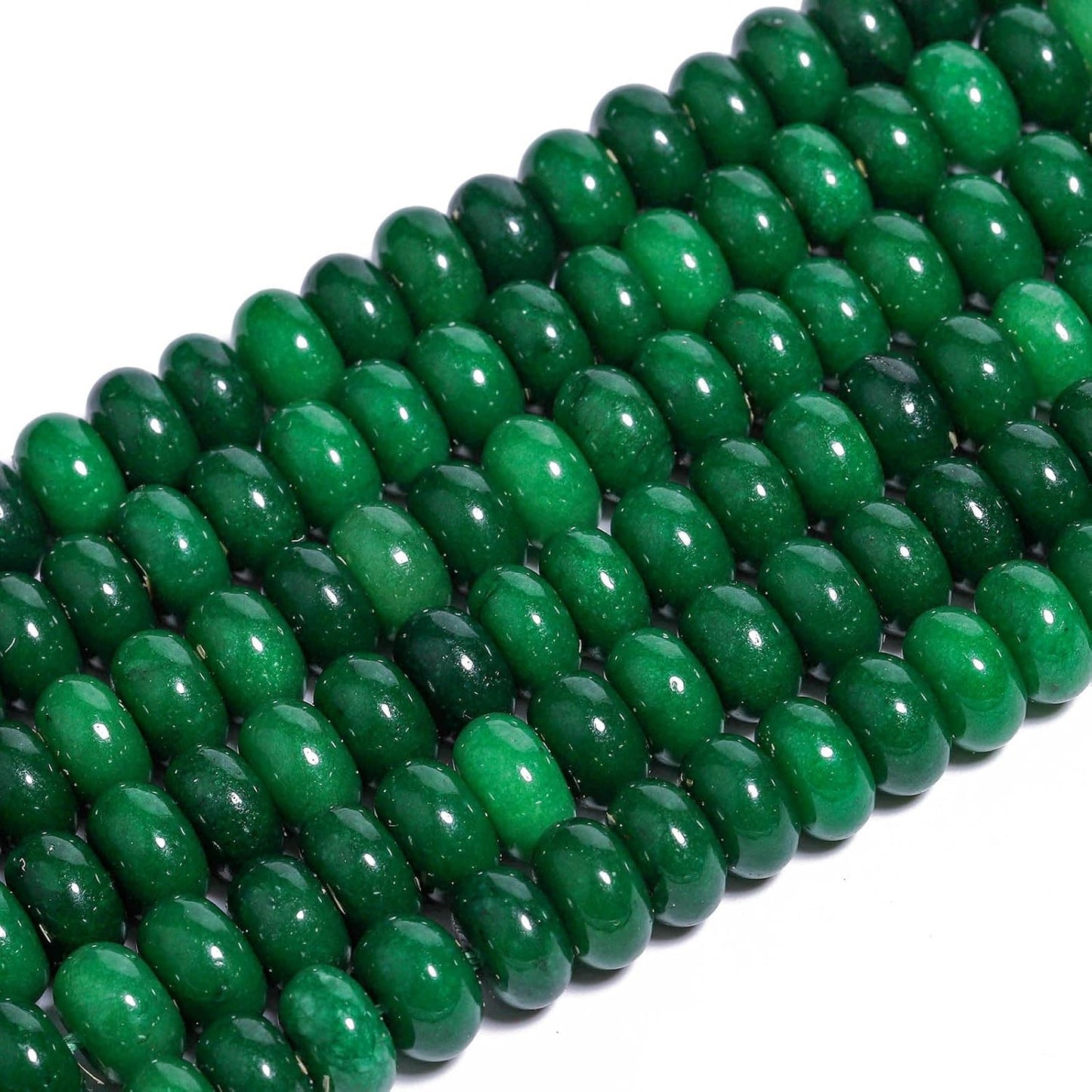 5x8mm Natural Green Lemon Jade Stone Rondelle Beads, 75PCS Spacer Round Loose Abacus Beads for Jewelry Making, Gemstone for Bracelet Necklace Earrings, Arts and Crafts