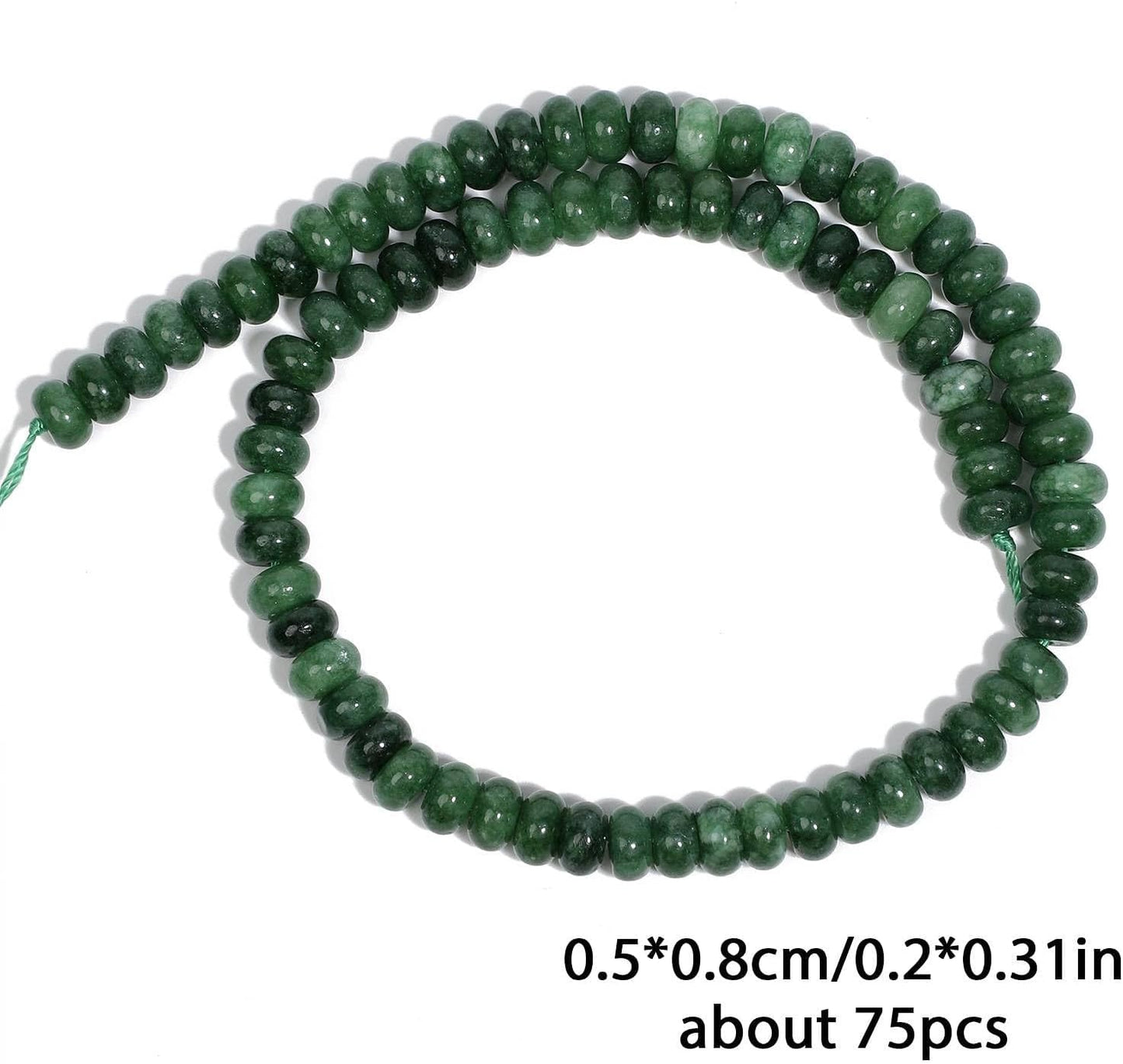 5x8mm Natural Green Lemon Jade Stone Rondelle Beads, 75PCS Spacer Round Loose Abacus Beads for Jewelry Making, Gemstone for Bracelet Necklace Earrings, Arts and Crafts