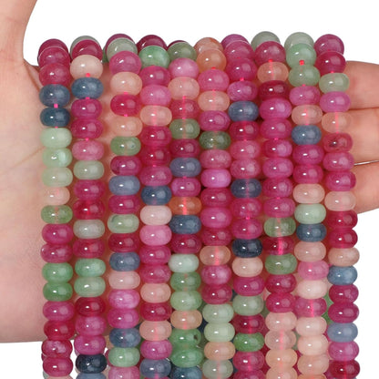 5x8mm Natural Green Lemon Jade Stone Rondelle Beads, 75PCS Spacer Round Loose Abacus Beads for Jewelry Making, Gemstone for Bracelet Necklace Earrings, Arts and Crafts