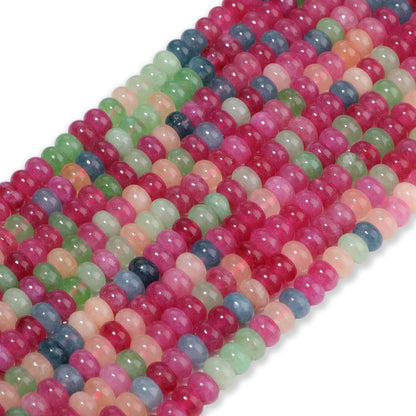 5x8mm Natural Green Lemon Jade Stone Rondelle Beads, 75PCS Spacer Round Loose Abacus Beads for Jewelry Making, Gemstone for Bracelet Necklace Earrings, Arts and Crafts