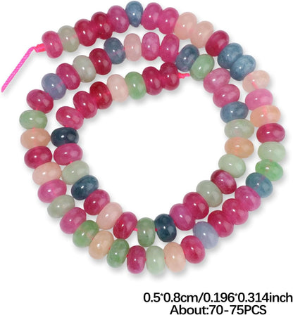 5x8mm Natural Green Lemon Jade Stone Rondelle Beads, 75PCS Spacer Round Loose Abacus Beads for Jewelry Making, Gemstone for Bracelet Necklace Earrings, Arts and Crafts