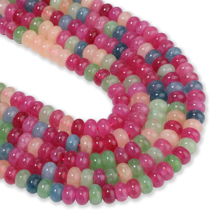 5x8mm Natural Green Lemon Jade Stone Rondelle Beads, 75PCS Spacer Round Loose Abacus Beads for Jewelry Making, Gemstone for Bracelet Necklace Earrings, Arts and Crafts