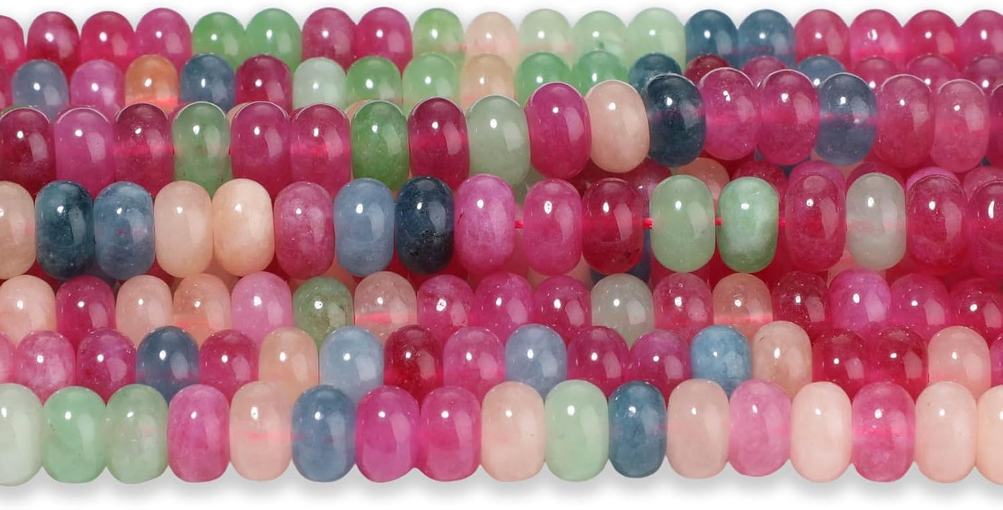 5x8mm Natural Green Lemon Jade Stone Rondelle Beads, 75PCS Spacer Round Loose Abacus Beads for Jewelry Making, Gemstone for Bracelet Necklace Earrings, Arts and Crafts