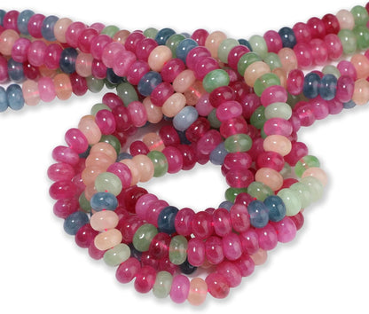 5x8mm Natural Green Lemon Jade Stone Rondelle Beads, 75PCS Spacer Round Loose Abacus Beads for Jewelry Making, Gemstone for Bracelet Necklace Earrings, Arts and Crafts
