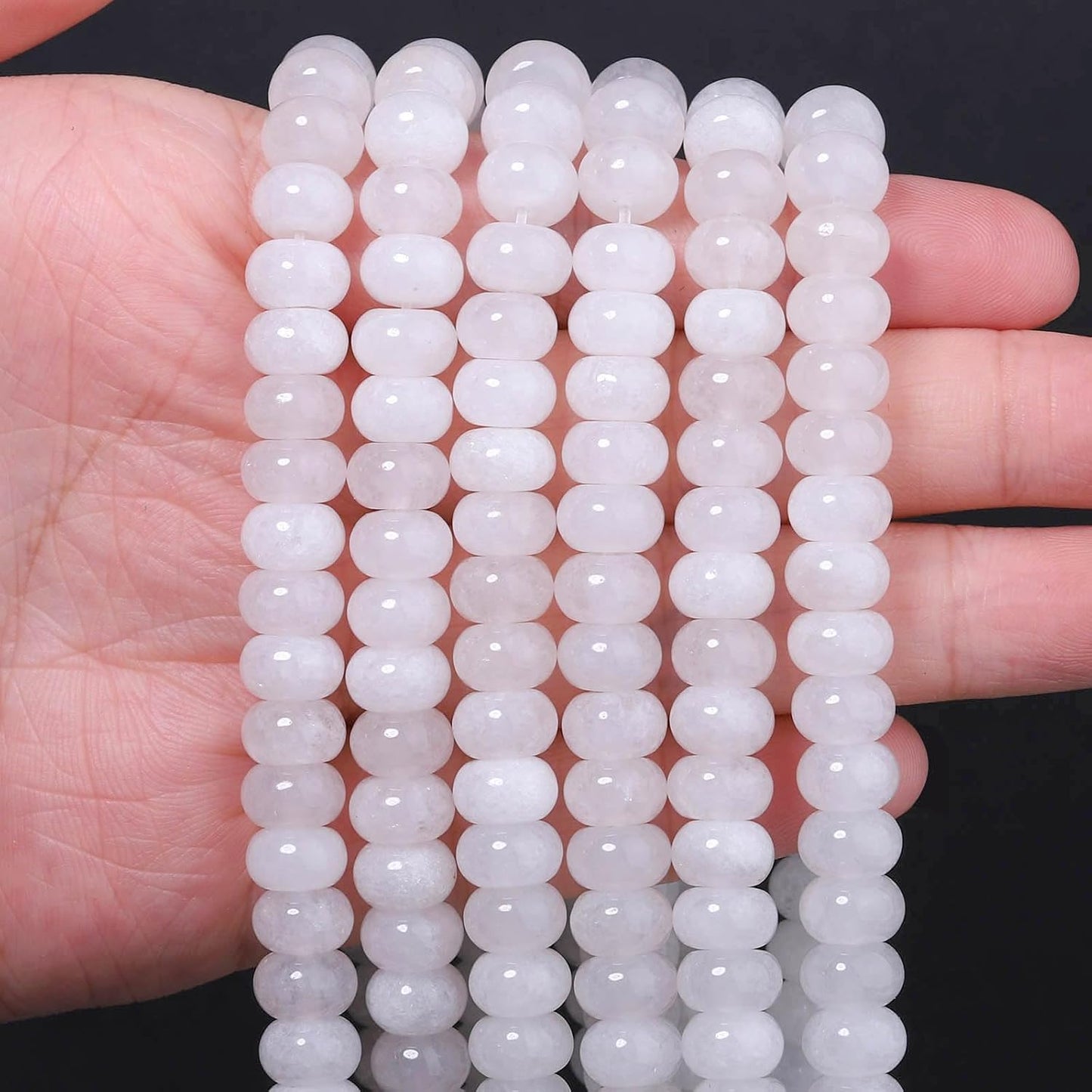 5x8mm Natural Green Lemon Jade Stone Rondelle Beads, 75PCS Spacer Round Loose Abacus Beads for Jewelry Making, Gemstone for Bracelet Necklace Earrings, Arts and Crafts