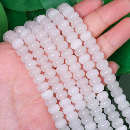 5x8mm Natural Green Lemon Jade Stone Rondelle Beads, 75PCS Spacer Round Loose Abacus Beads for Jewelry Making, Gemstone for Bracelet Necklace Earrings, Arts and Crafts
