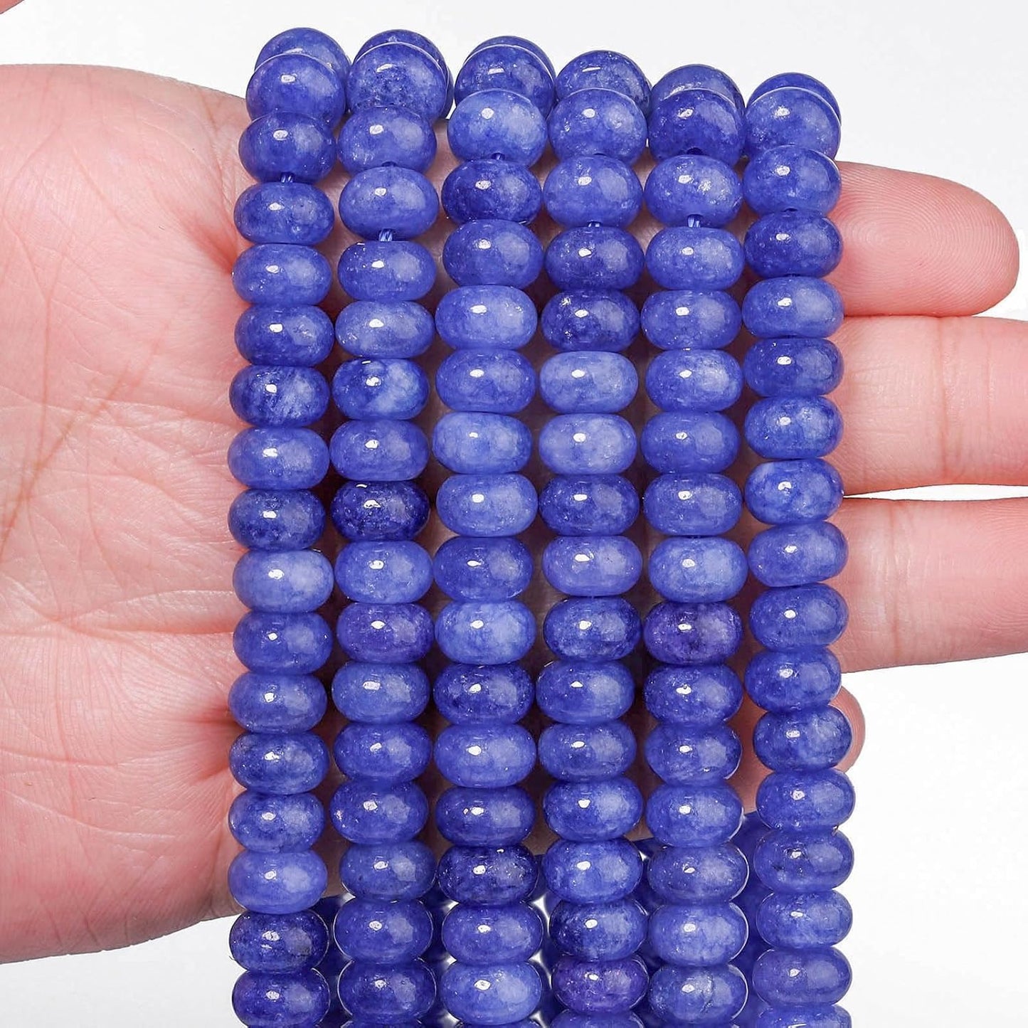 5x8mm Natural Green Lemon Jade Stone Rondelle Beads, 75PCS Spacer Round Loose Abacus Beads for Jewelry Making, Gemstone for Bracelet Necklace Earrings, Arts and Crafts