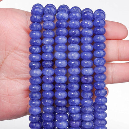 5x8mm Natural Green Lemon Jade Stone Rondelle Beads, 75PCS Spacer Round Loose Abacus Beads for Jewelry Making, Gemstone for Bracelet Necklace Earrings, Arts and Crafts