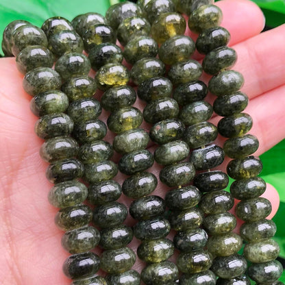 5x8mm Natural Green Lemon Jade Stone Rondelle Beads, 75PCS Spacer Round Loose Abacus Beads for Jewelry Making, Gemstone for Bracelet Necklace Earrings, Arts and Crafts