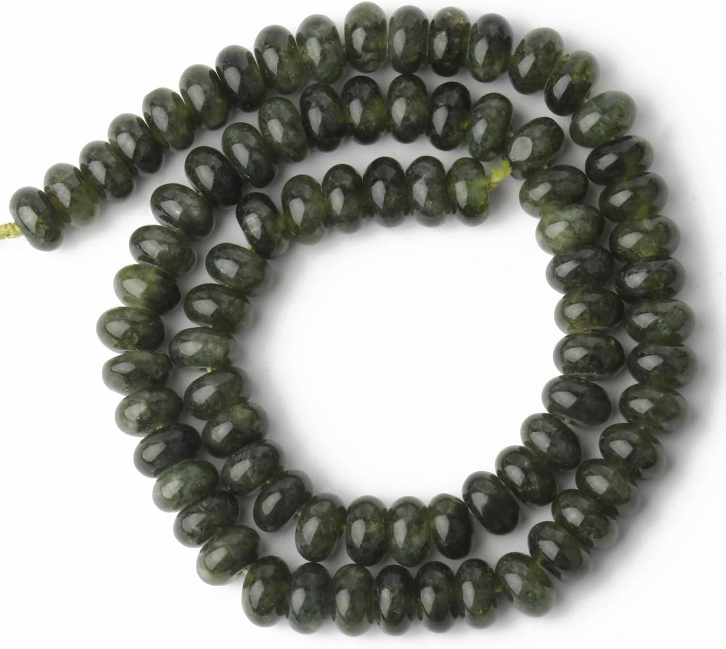 5x8mm Natural Green Lemon Jade Stone Rondelle Beads, 75PCS Spacer Round Loose Abacus Beads for Jewelry Making, Gemstone for Bracelet Necklace Earrings, Arts and Crafts