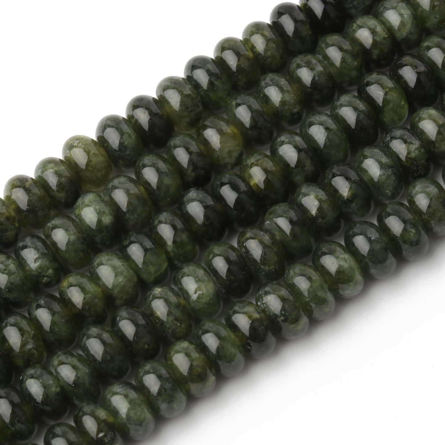 5x8mm Natural Green Lemon Jade Stone Rondelle Beads, 75PCS Spacer Round Loose Abacus Beads for Jewelry Making, Gemstone for Bracelet Necklace Earrings, Arts and Crafts
