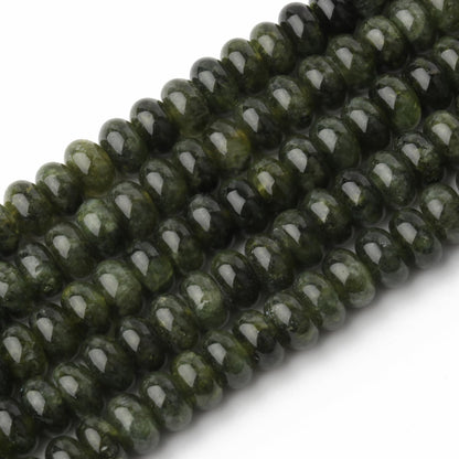 5x8mm Natural Green Lemon Jade Stone Rondelle Beads, 75PCS Spacer Round Loose Abacus Beads for Jewelry Making, Gemstone for Bracelet Necklace Earrings, Arts and Crafts