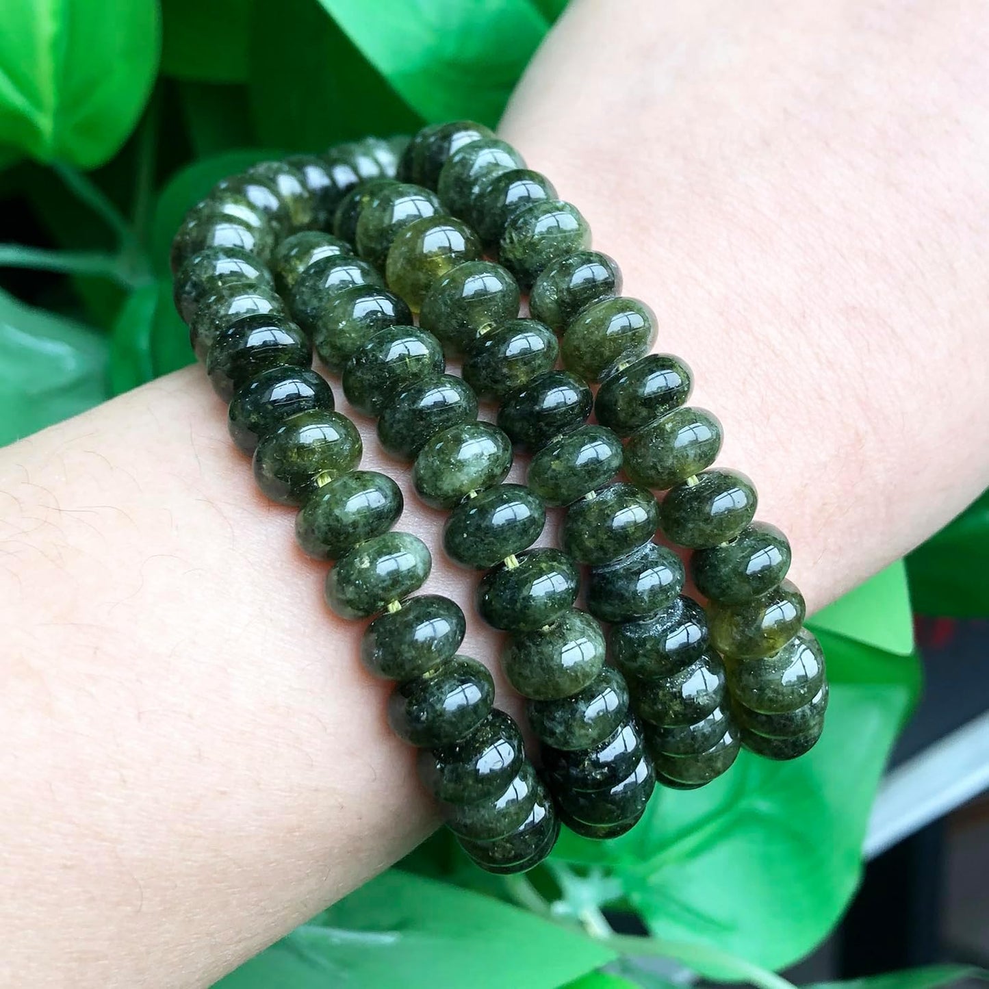 5x8mm Natural Green Lemon Jade Stone Rondelle Beads, 75PCS Spacer Round Loose Abacus Beads for Jewelry Making, Gemstone for Bracelet Necklace Earrings, Arts and Crafts