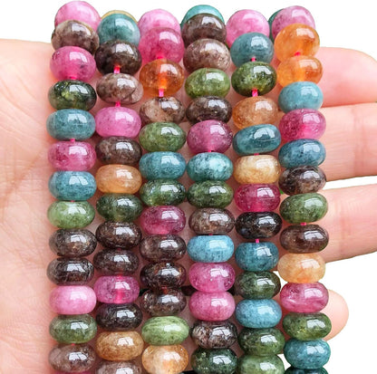 5x8mm Natural Green Lemon Jade Stone Rondelle Beads, 75PCS Spacer Round Loose Abacus Beads for Jewelry Making, Gemstone for Bracelet Necklace Earrings, Arts and Crafts