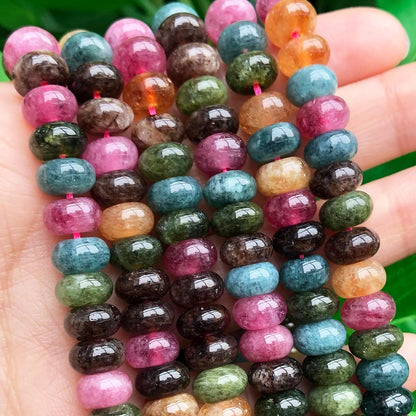 5x8mm Natural Green Lemon Jade Stone Rondelle Beads, 75PCS Spacer Round Loose Abacus Beads for Jewelry Making, Gemstone for Bracelet Necklace Earrings, Arts and Crafts