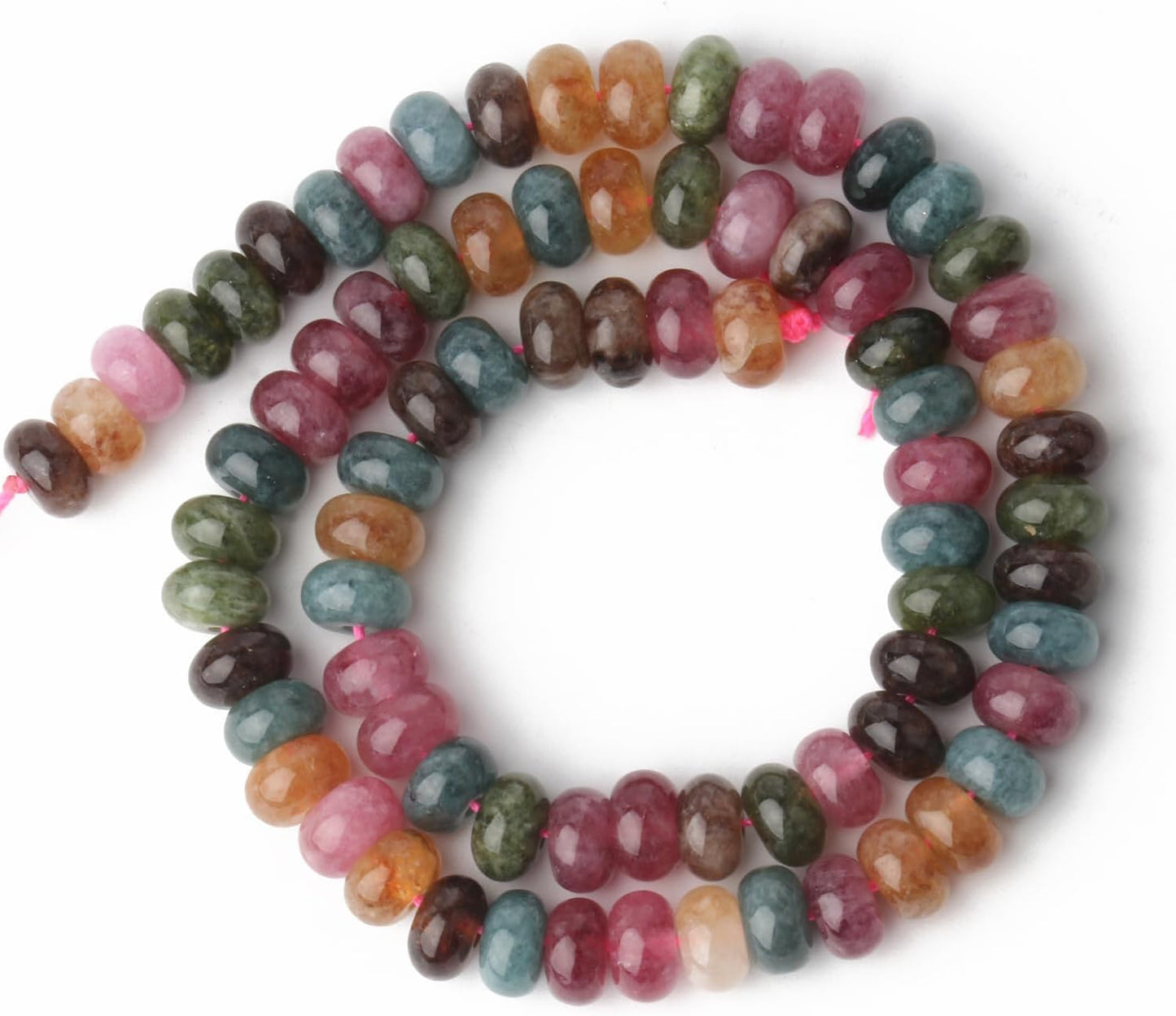 5x8mm Natural Green Lemon Jade Stone Rondelle Beads, 75PCS Spacer Round Loose Abacus Beads for Jewelry Making, Gemstone for Bracelet Necklace Earrings, Arts and Crafts
