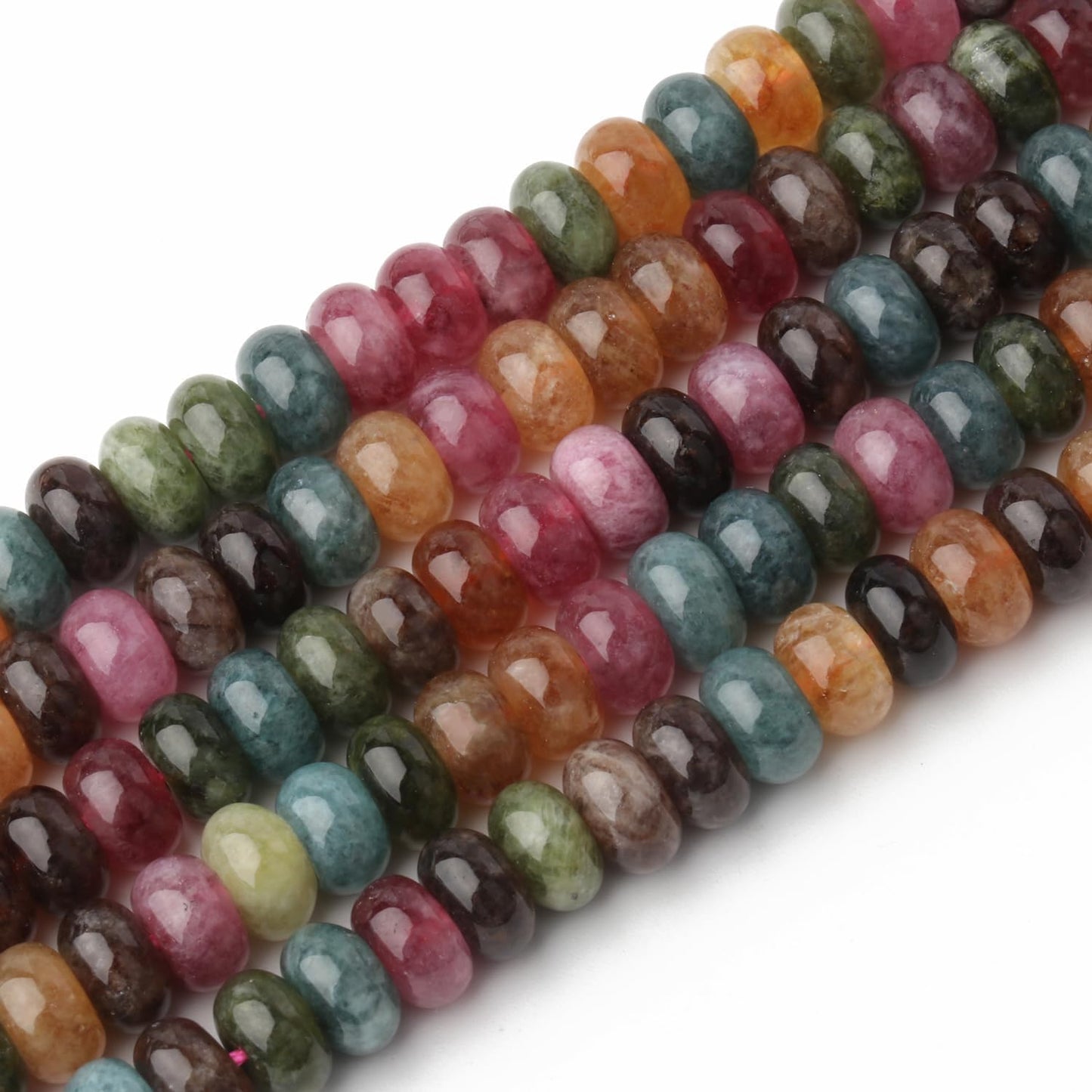 5x8mm Natural Green Lemon Jade Stone Rondelle Beads, 75PCS Spacer Round Loose Abacus Beads for Jewelry Making, Gemstone for Bracelet Necklace Earrings, Arts and Crafts