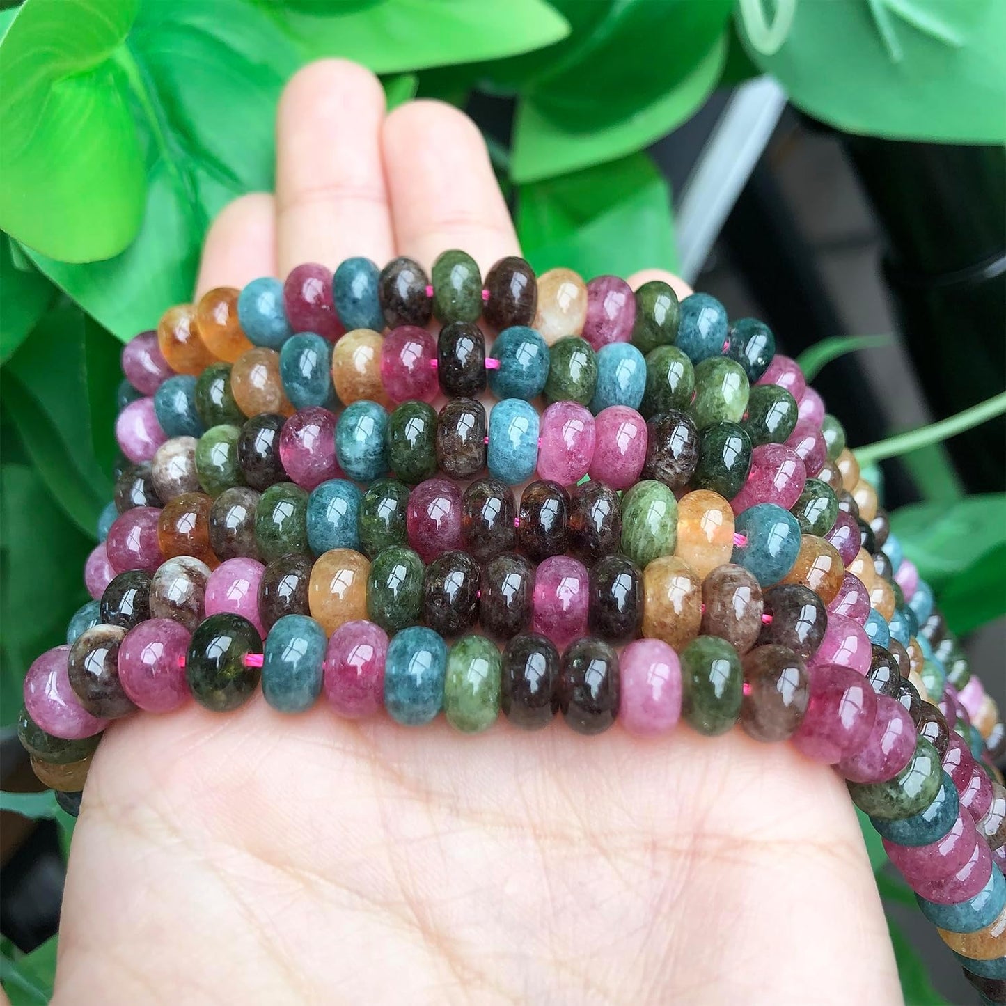 5x8mm Natural Green Lemon Jade Stone Rondelle Beads, 75PCS Spacer Round Loose Abacus Beads for Jewelry Making, Gemstone for Bracelet Necklace Earrings, Arts and Crafts