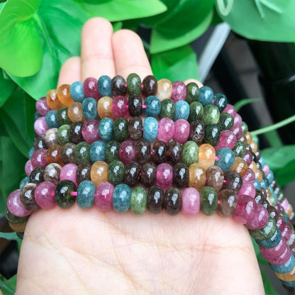 5x8mm Natural Green Lemon Jade Stone Rondelle Beads, 75PCS Spacer Round Loose Abacus Beads for Jewelry Making, Gemstone for Bracelet Necklace Earrings, Arts and Crafts