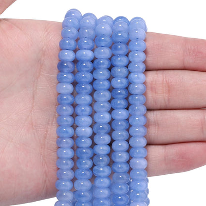 5x8mm Natural Green Lemon Jade Stone Rondelle Beads, 75PCS Spacer Round Loose Abacus Beads for Jewelry Making, Gemstone for Bracelet Necklace Earrings, Arts and Crafts