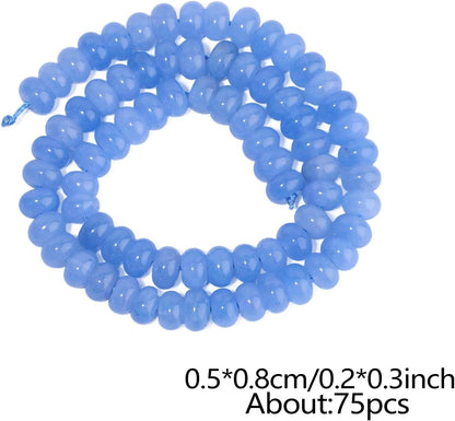 5x8mm Natural Green Lemon Jade Stone Rondelle Beads, 75PCS Spacer Round Loose Abacus Beads for Jewelry Making, Gemstone for Bracelet Necklace Earrings, Arts and Crafts