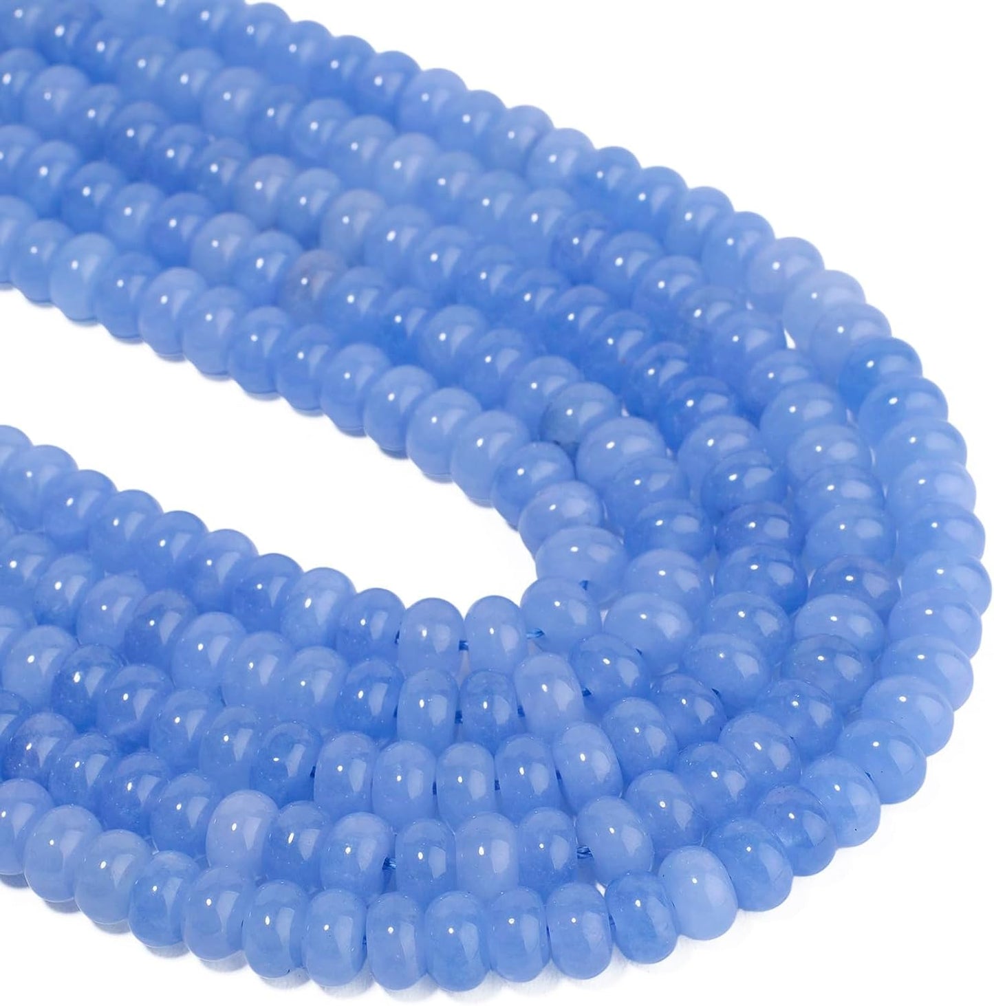 5x8mm Natural Green Lemon Jade Stone Rondelle Beads, 75PCS Spacer Round Loose Abacus Beads for Jewelry Making, Gemstone for Bracelet Necklace Earrings, Arts and Crafts