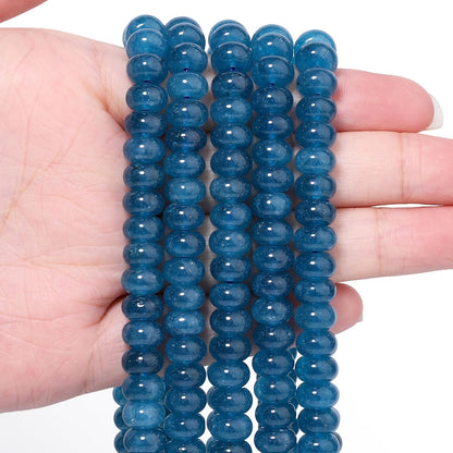 5x8mm Natural Green Lemon Jade Stone Rondelle Beads, 75PCS Spacer Round Loose Abacus Beads for Jewelry Making, Gemstone for Bracelet Necklace Earrings, Arts and Crafts