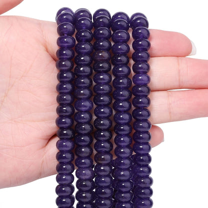 5x8mm Natural Green Lemon Jade Stone Rondelle Beads, 75PCS Spacer Round Loose Abacus Beads for Jewelry Making, Gemstone for Bracelet Necklace Earrings, Arts and Crafts