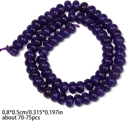 5x8mm Natural Green Lemon Jade Stone Rondelle Beads, 75PCS Spacer Round Loose Abacus Beads for Jewelry Making, Gemstone for Bracelet Necklace Earrings, Arts and Crafts