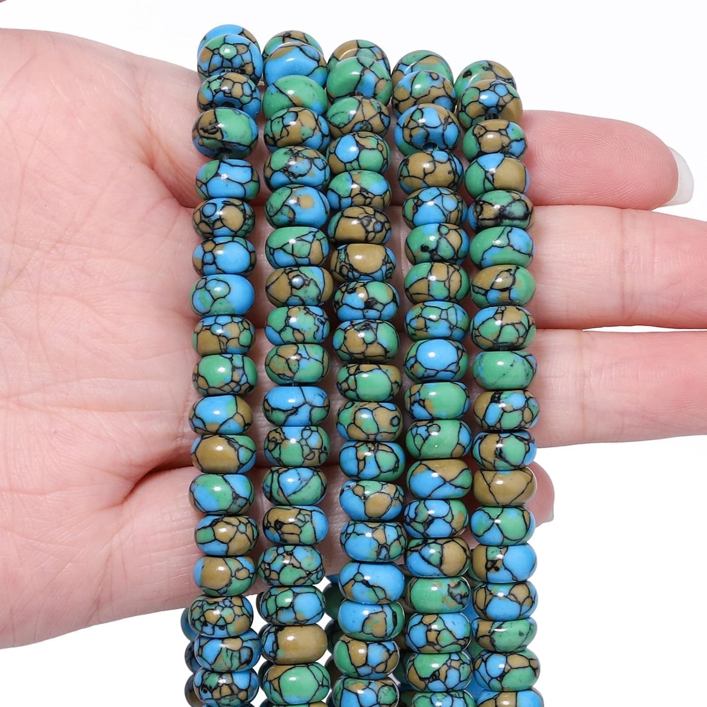 5x8mm Natural Green Lemon Jade Stone Rondelle Beads, 75PCS Spacer Round Loose Abacus Beads for Jewelry Making, Gemstone for Bracelet Necklace Earrings, Arts and Crafts