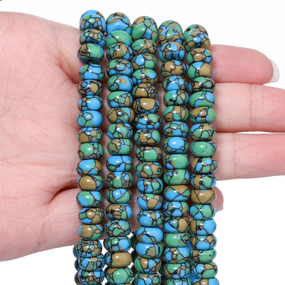 5x8mm Natural Green Lemon Jade Stone Rondelle Beads, 75PCS Spacer Round Loose Abacus Beads for Jewelry Making, Gemstone for Bracelet Necklace Earrings, Arts and Crafts