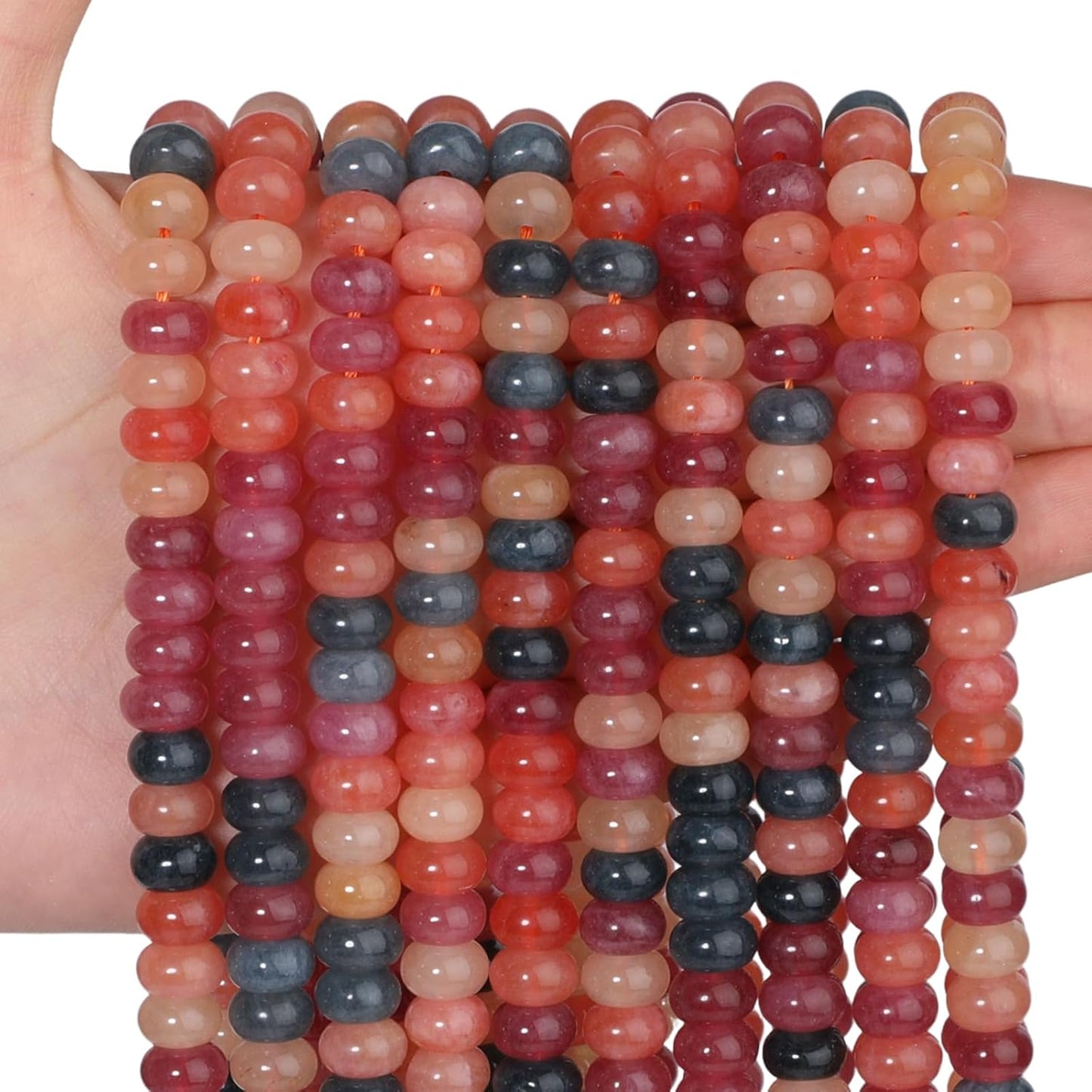 5x8mm Natural Green Lemon Jade Stone Rondelle Beads, 75PCS Spacer Round Loose Abacus Beads for Jewelry Making, Gemstone for Bracelet Necklace Earrings, Arts and Crafts