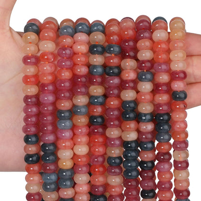 5x8mm Natural Green Lemon Jade Stone Rondelle Beads, 75PCS Spacer Round Loose Abacus Beads for Jewelry Making, Gemstone for Bracelet Necklace Earrings, Arts and Crafts