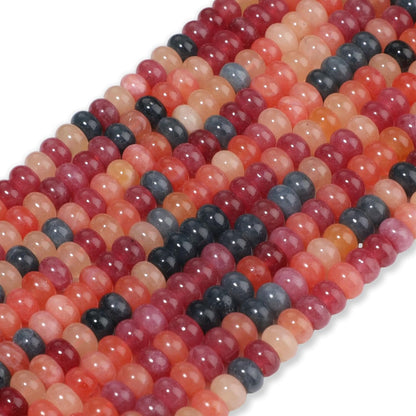 5x8mm Natural Green Lemon Jade Stone Rondelle Beads, 75PCS Spacer Round Loose Abacus Beads for Jewelry Making, Gemstone for Bracelet Necklace Earrings, Arts and Crafts