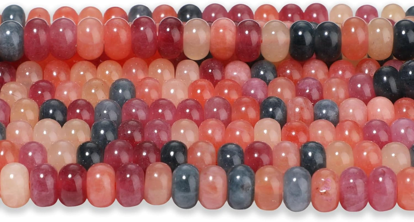 5x8mm Natural Green Lemon Jade Stone Rondelle Beads, 75PCS Spacer Round Loose Abacus Beads for Jewelry Making, Gemstone for Bracelet Necklace Earrings, Arts and Crafts