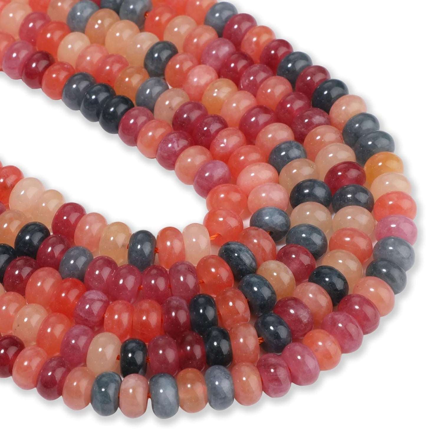 5x8mm Natural Green Lemon Jade Stone Rondelle Beads, 75PCS Spacer Round Loose Abacus Beads for Jewelry Making, Gemstone for Bracelet Necklace Earrings, Arts and Crafts