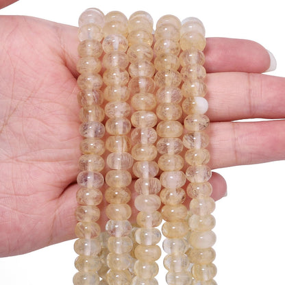 5x8mm Natural Green Lemon Jade Stone Rondelle Beads, 75PCS Spacer Round Loose Abacus Beads for Jewelry Making, Gemstone for Bracelet Necklace Earrings, Arts and Crafts
