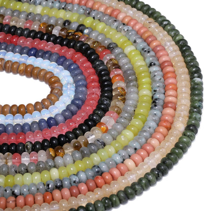 5x8mm Natural Green Lemon Jade Stone Rondelle Beads, 75PCS Spacer Round Loose Abacus Beads for Jewelry Making, Gemstone for Bracelet Necklace Earrings, Arts and Crafts